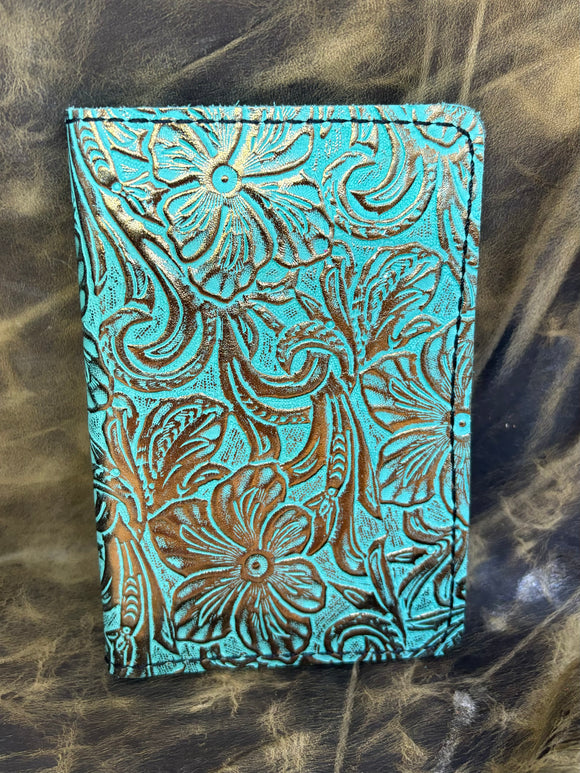 Turquoise/Broze Floral Field Notes/Passport cover