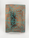 Turquoise/Bronze Floral 5.75x8.5/A5 Size Journal cover