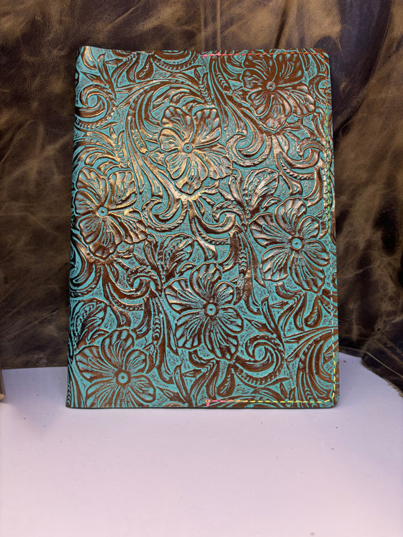 Turquoise/Bronze Floral 5.75x8.5/A5 Size Journal cover