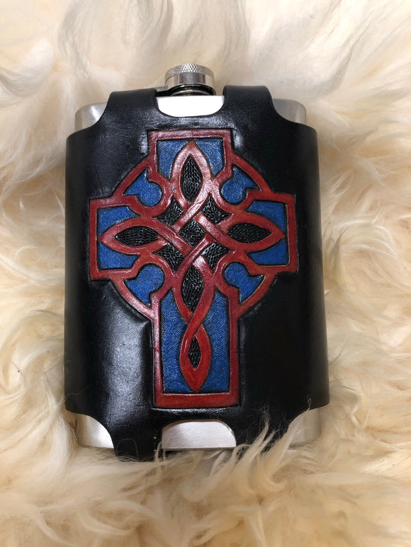 Carved Cross Flask