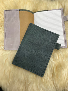 Gray Floral 5.75"x8" (or A5) Refillable Leather Journal