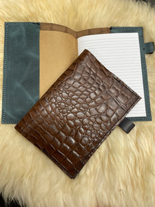 'Gator Print (Brown) 5.75"x8" (or A5) Refillable Leather Journal