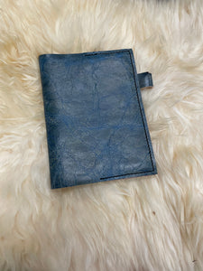 Bright Blue Marble 5.75"x8" (or A5) Refillable Leather Journal